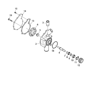 Engine Group - Water Pump Diagram and Parts List for 080087-00  Briggs and Stratton Generator